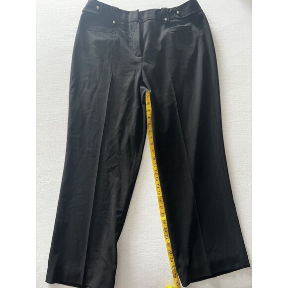 Larry Levine Black Stretch Pants Size 16 Womens With Button Detailing - Picture 1 of 7